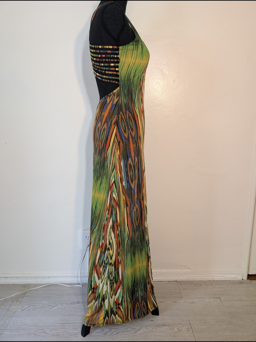 Multi-Color Patterned Cutout Maxi Dress - Picture 12 of 13